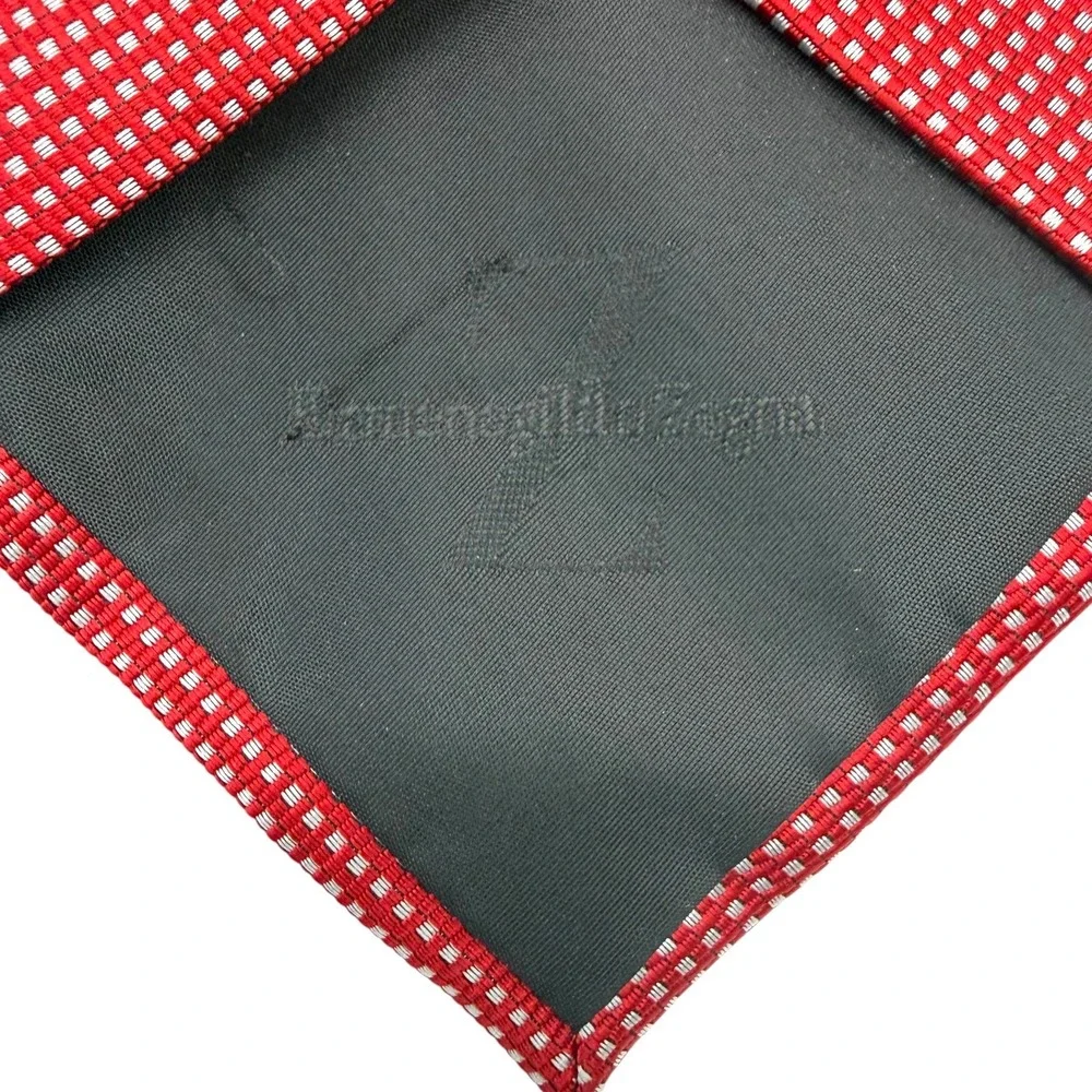 Ermenegildo Zegna Silk Tie Red White Micro Check Geometric Made in Italy Used